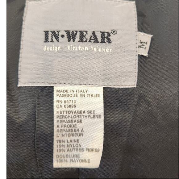 InWear Italian Wool Blend Black White Single Breasted Classic Blazer Size Medium - Picture 7 of 7